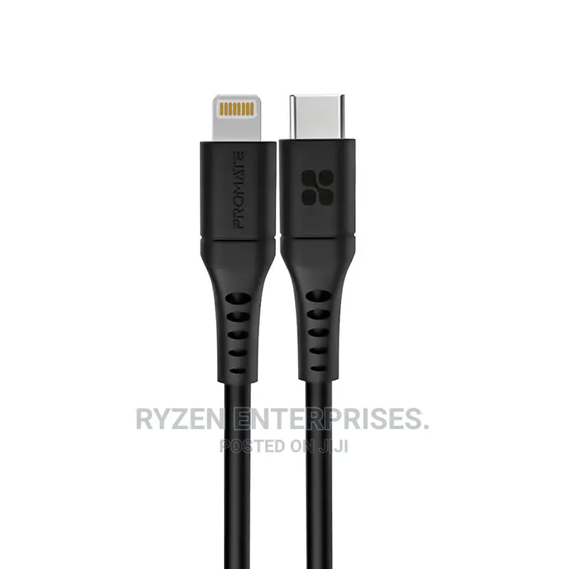 Promate USB-C to Lightning Cable, Black