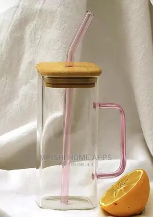 Square Smoothie Glasses With Bamboo Lid