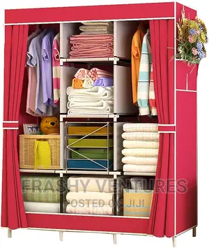 Portable Metallic Wardrobes Three Columns