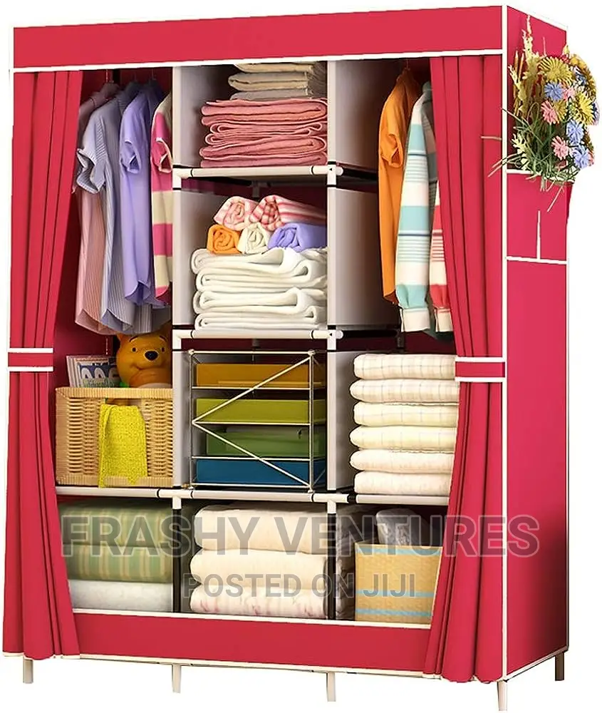 Portable Metallic Wardrobes Three Columns