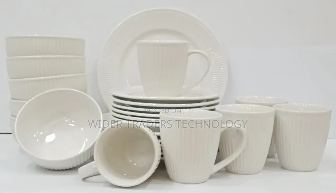 24pcs Dinner Sets 
6 Plates
6 Side Plates
6 Cups
6 Bowls