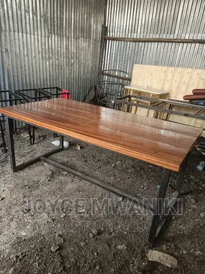 Mahogany Conference Table, Powder Coated Frame.