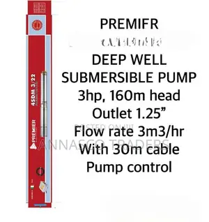 Premier Deep Well Submersible Pump 3HP , 160M Head Outlet Bo