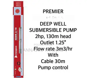 Premier Deep Well Submersible Pump 2HP 130M Head Outlet Bore