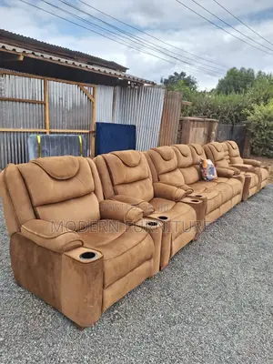 Brown 7 Seater Sub-Recliner Sofa