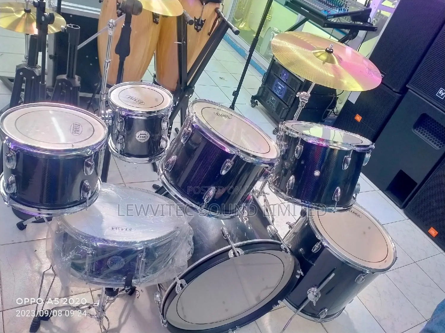 Black Tama 7 Pc Drumset