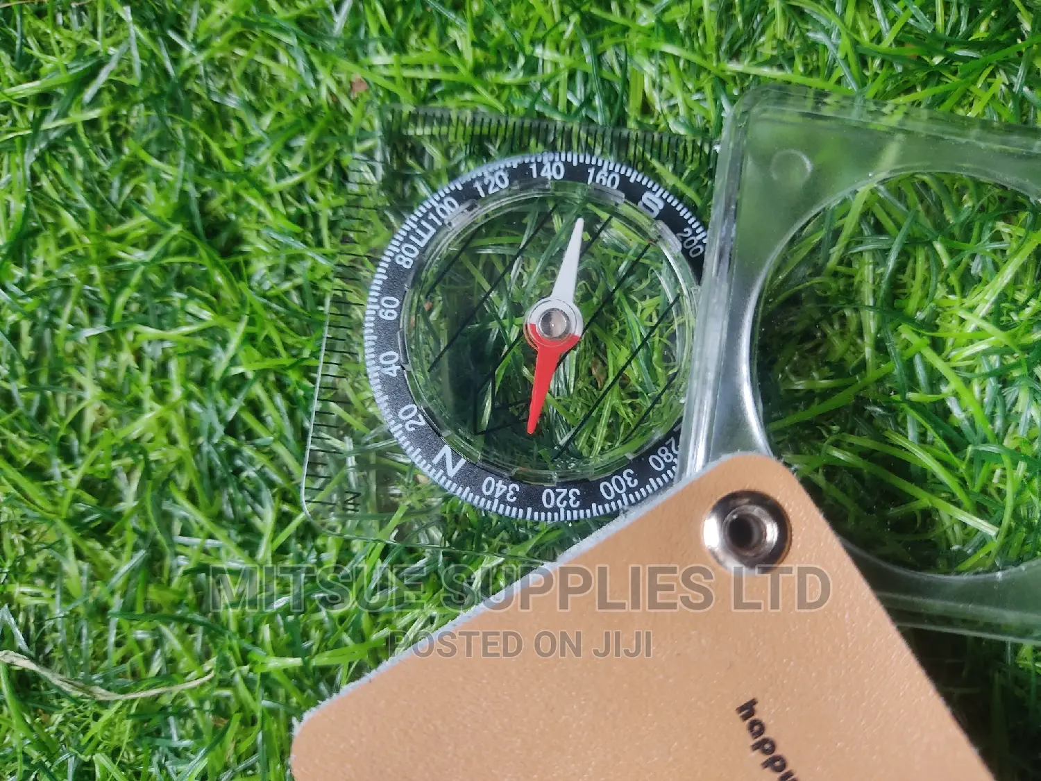 Magnifying Compass in a Leather Case With Leather Case
