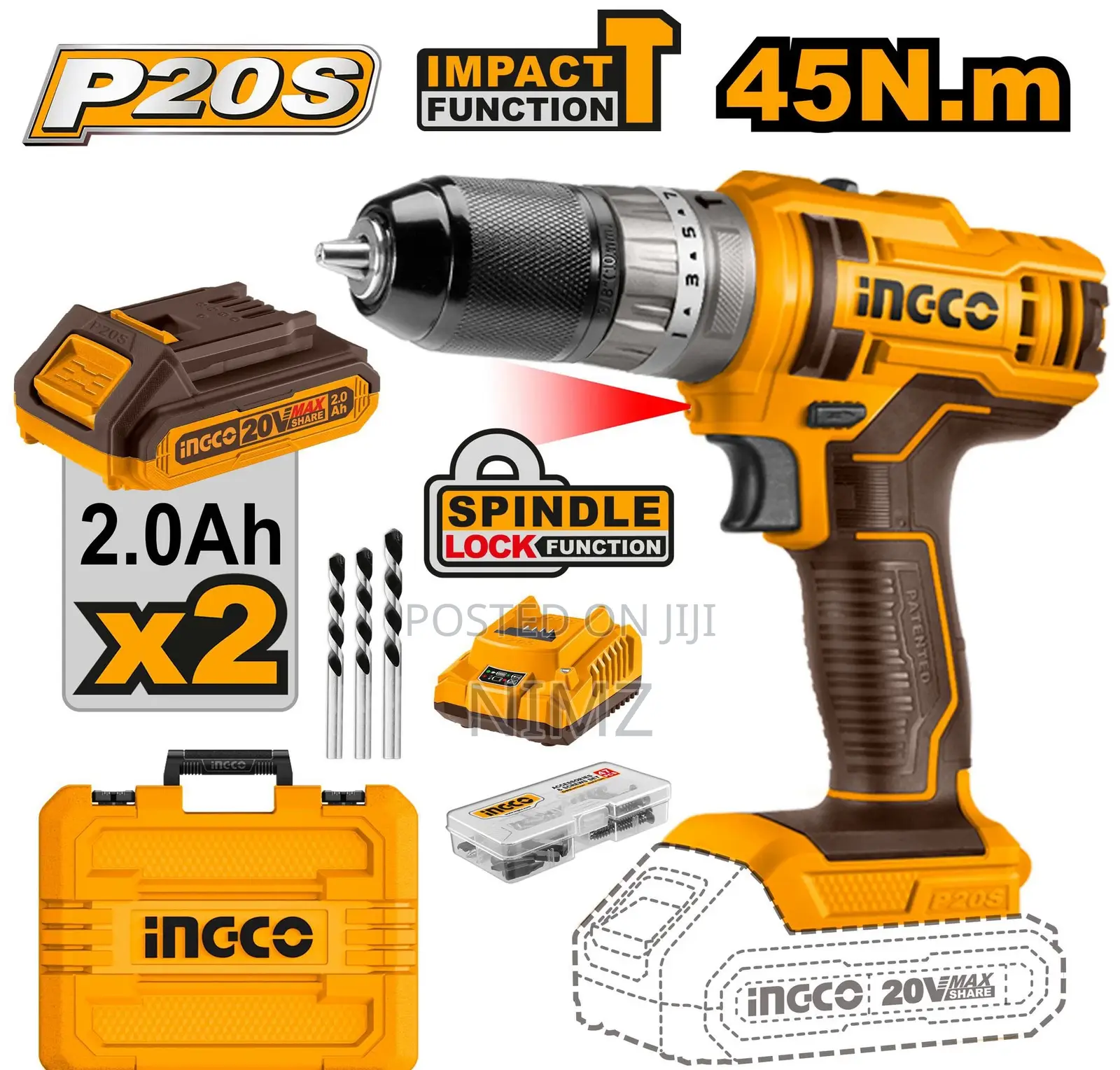 INGCO CIDLI201452 Lithium-Ion Impact Drill 20V