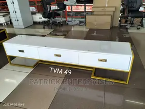 Imported Morden TV Stand With Metal Stand, Top Glass