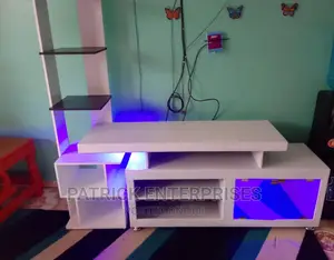 Morden Wooden TV Stand With LED Lights and Flowers Stand