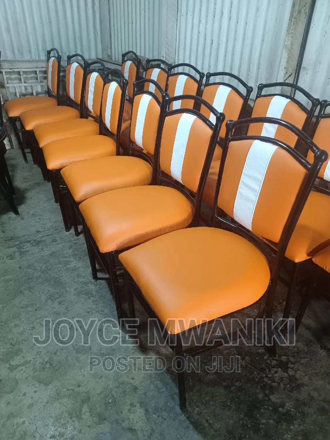 Restaurant Chairs Orange and White.