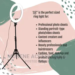 18inch Ringlight 2.1M Tripod -Remote - 3 Phone Holder