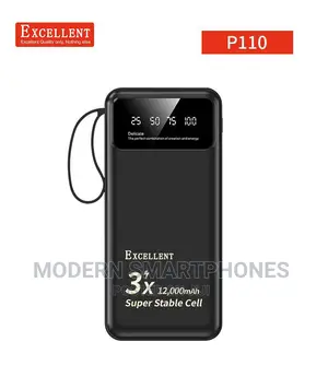 12000mah Quick Charge Powerbank With 3 Removable Cables 3x