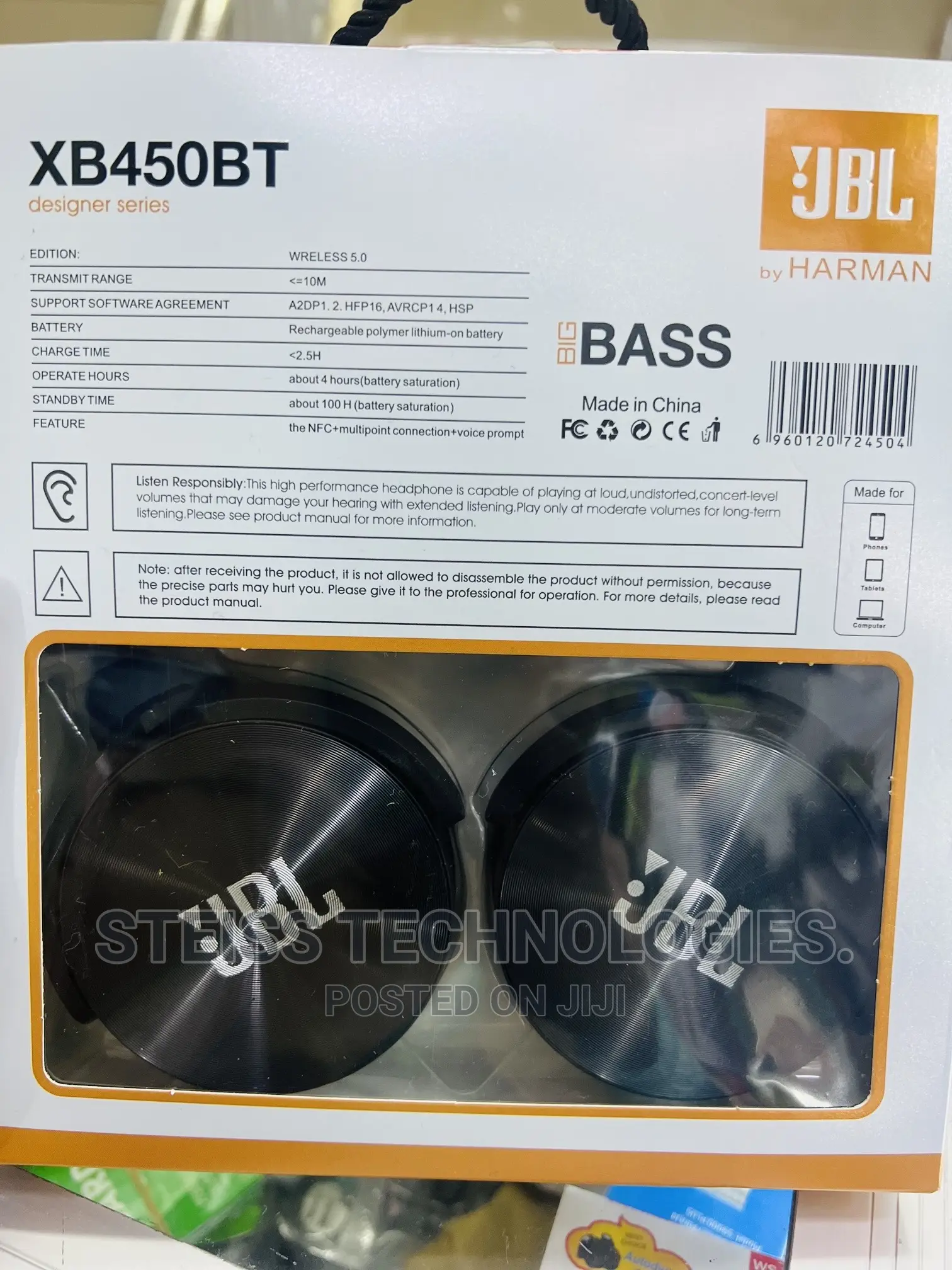 Jbl Xb450bt Wireless Headphones.