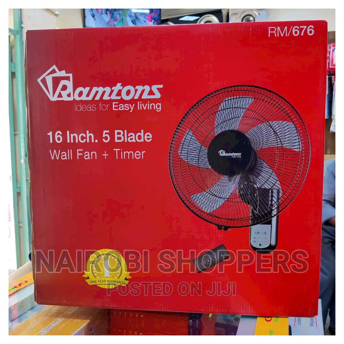 Ramtons Wall Fan With Remote 16inch
