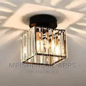 Square Crystal Ceiling Light Black