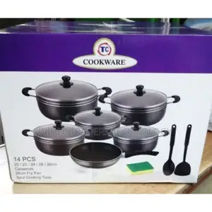 Tc 14 Pieces Non-Stick Black Coated Cooking Pot/Sufuria Set