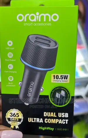 Oraimo Dual Port Car Charger.