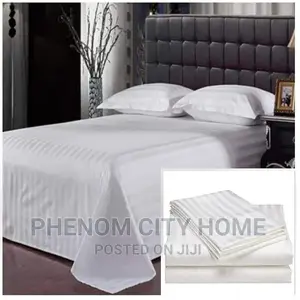 White Stripped Cotton Bedsheet Set