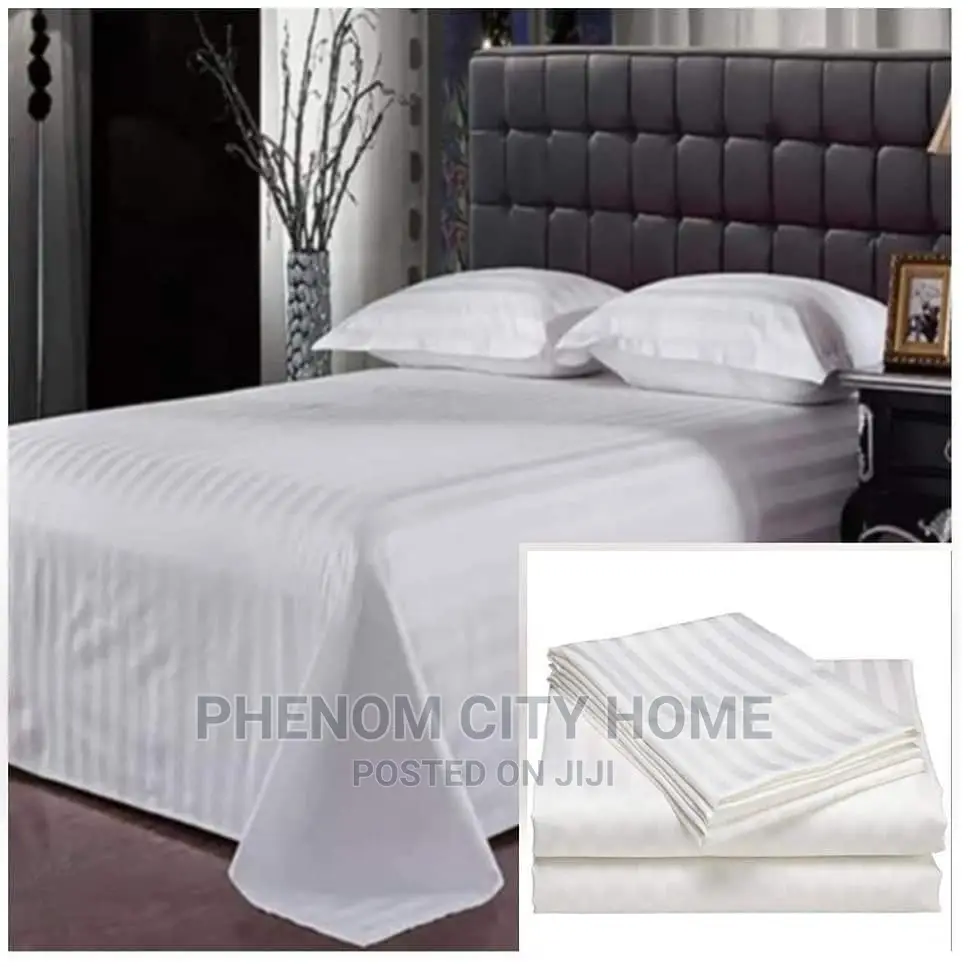 White Stripped Cotton Bedsheet Set