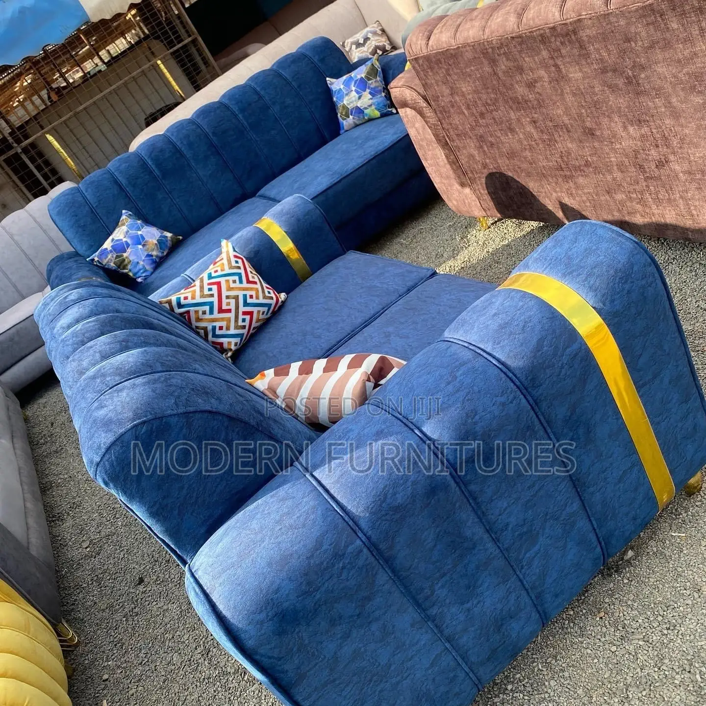 Blue 5 Seater Sofa