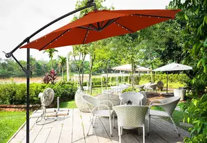 Ourdoor Foldable Patio Umbrella With Solar Powered