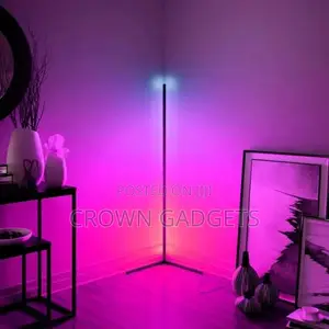 Modern LED Black Stick Vertical Corner Floor Lamp Colorful