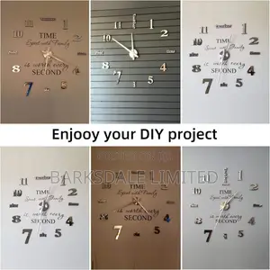 DIY Clock Wall Clock Mirror Stickers Silver Silent 3D Large