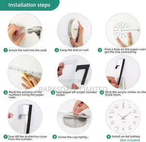 DIY Clock Wall Clock Mirror Stickers Silver Silent 3D Large
