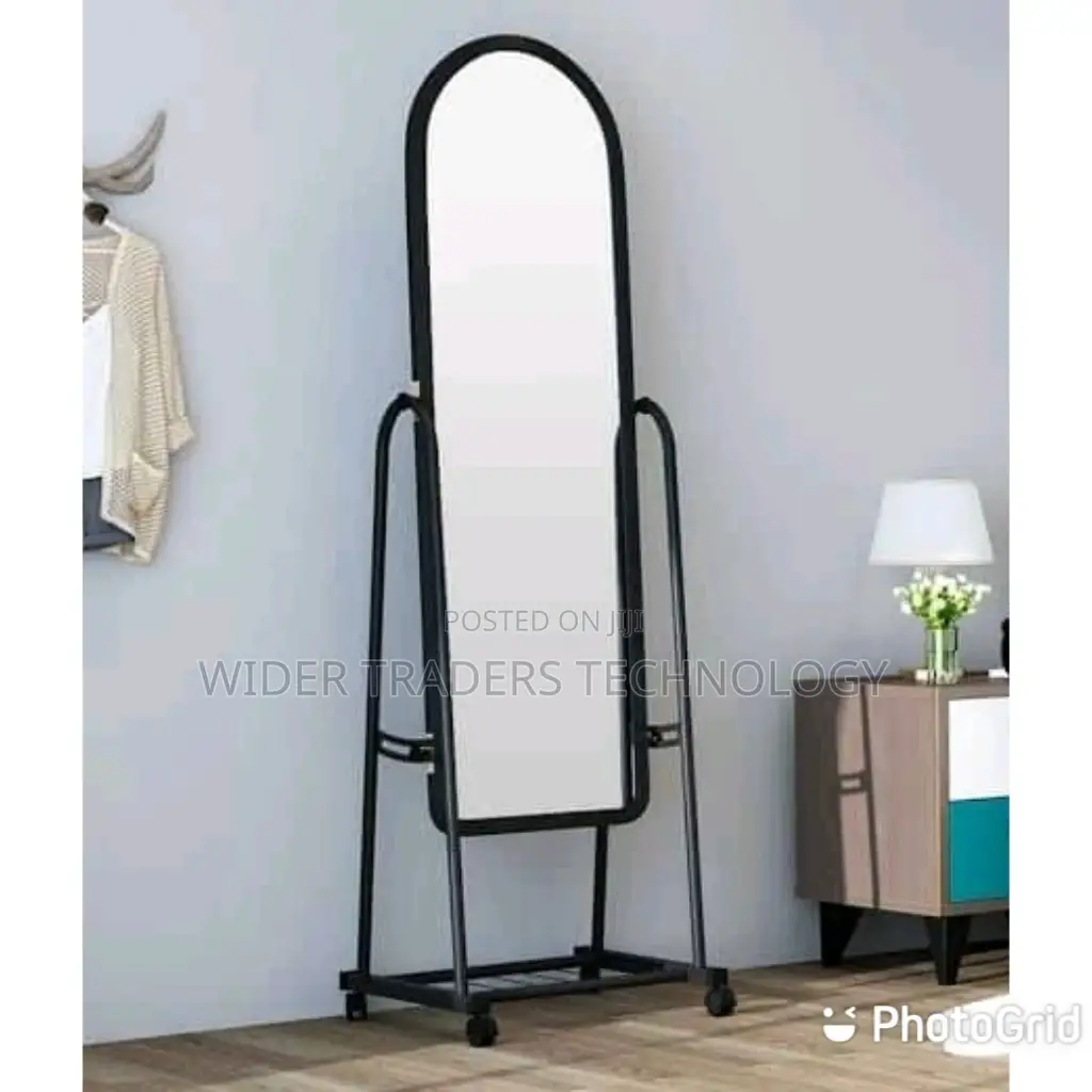 Free Standing Adjustable Mirror With Bottom Drawer