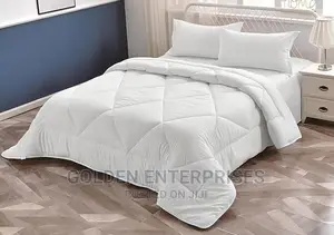 4pcs White Satin Stripped Binded Duvet Set, 6*7