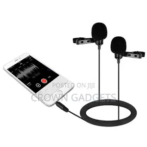 Dual-Head Lavalier Microphone Lapel Clip-On