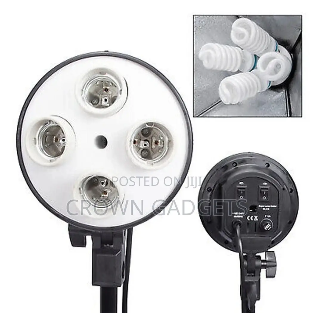 Four Lamp Softbox Kit With E27 Base Holder Soft Box