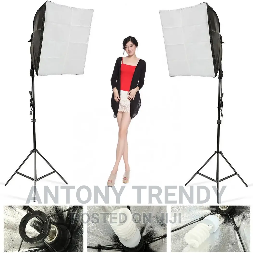 Four Lamp Softbox Kit With E27 Base Holder Soft Box