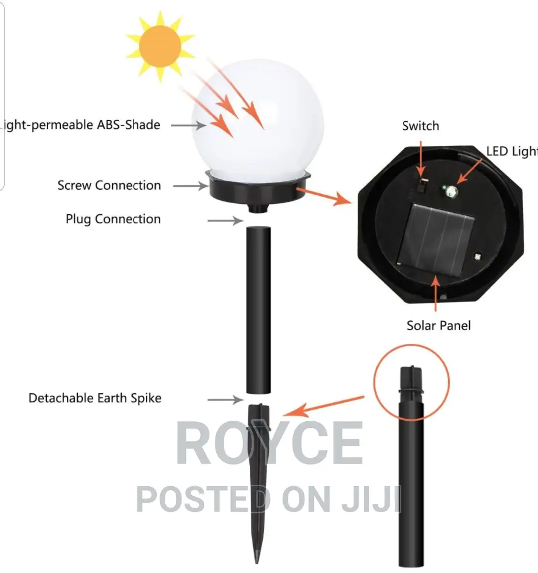 6pcs Light Waterproof Solar Lamps