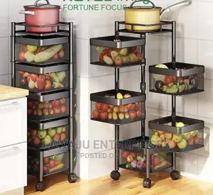 5 Tier Square Fruit/Kitchen Storage Rack With Wheels