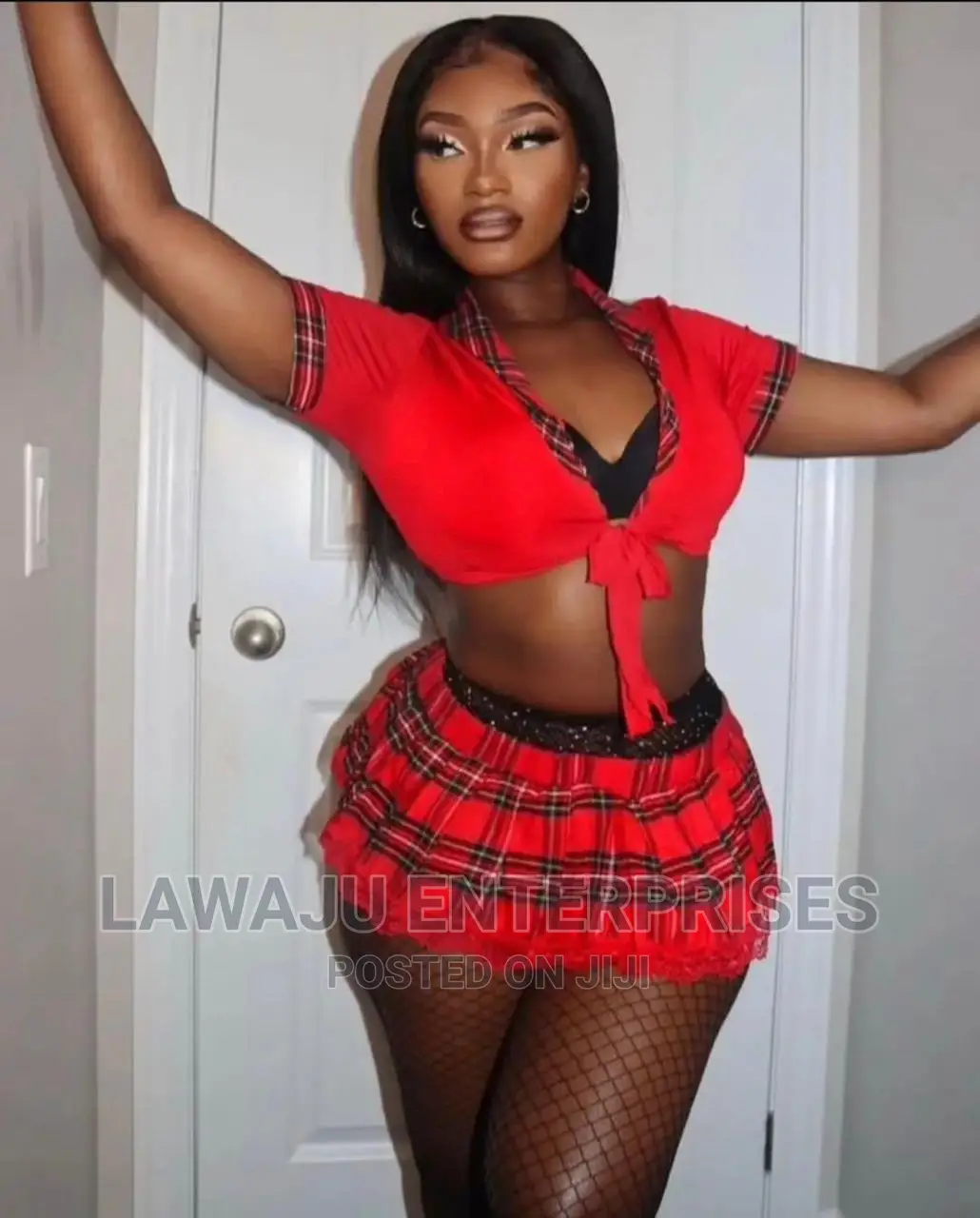 2pcs Crop Skirt Student Set Without Stockings