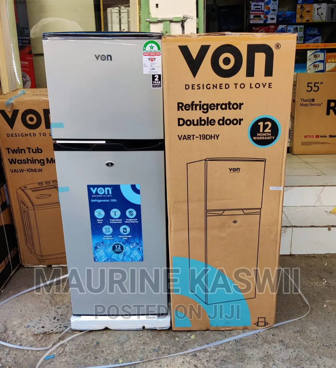VON VART-18DMS Double Door Fridge 138L