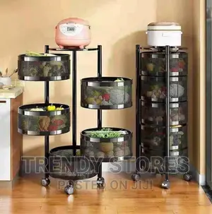 5 Tier Metallic Rotating Kitchen Rack Stand