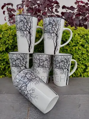 Set of 6 Tree Mugs Black and White Available