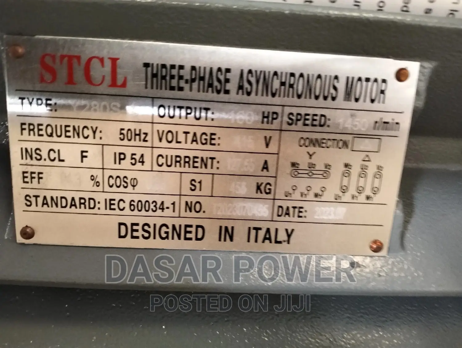 100hp Electric Motor. Three Phase.