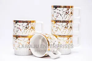 6pcs Marble Channel Cup Gold