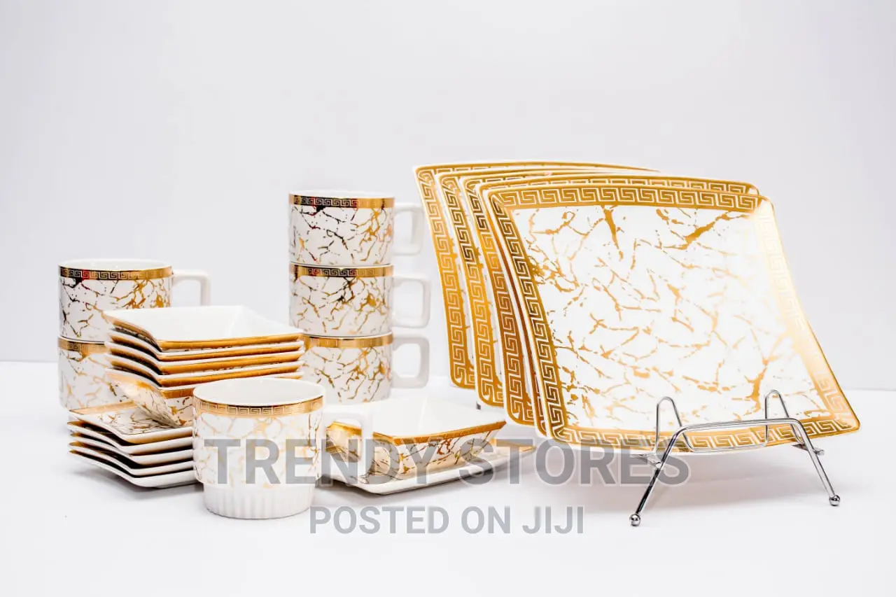 24pc Marble Channel Dinner Set