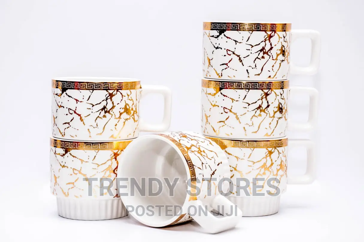 450ml Marble Channel Cup Gold Marble