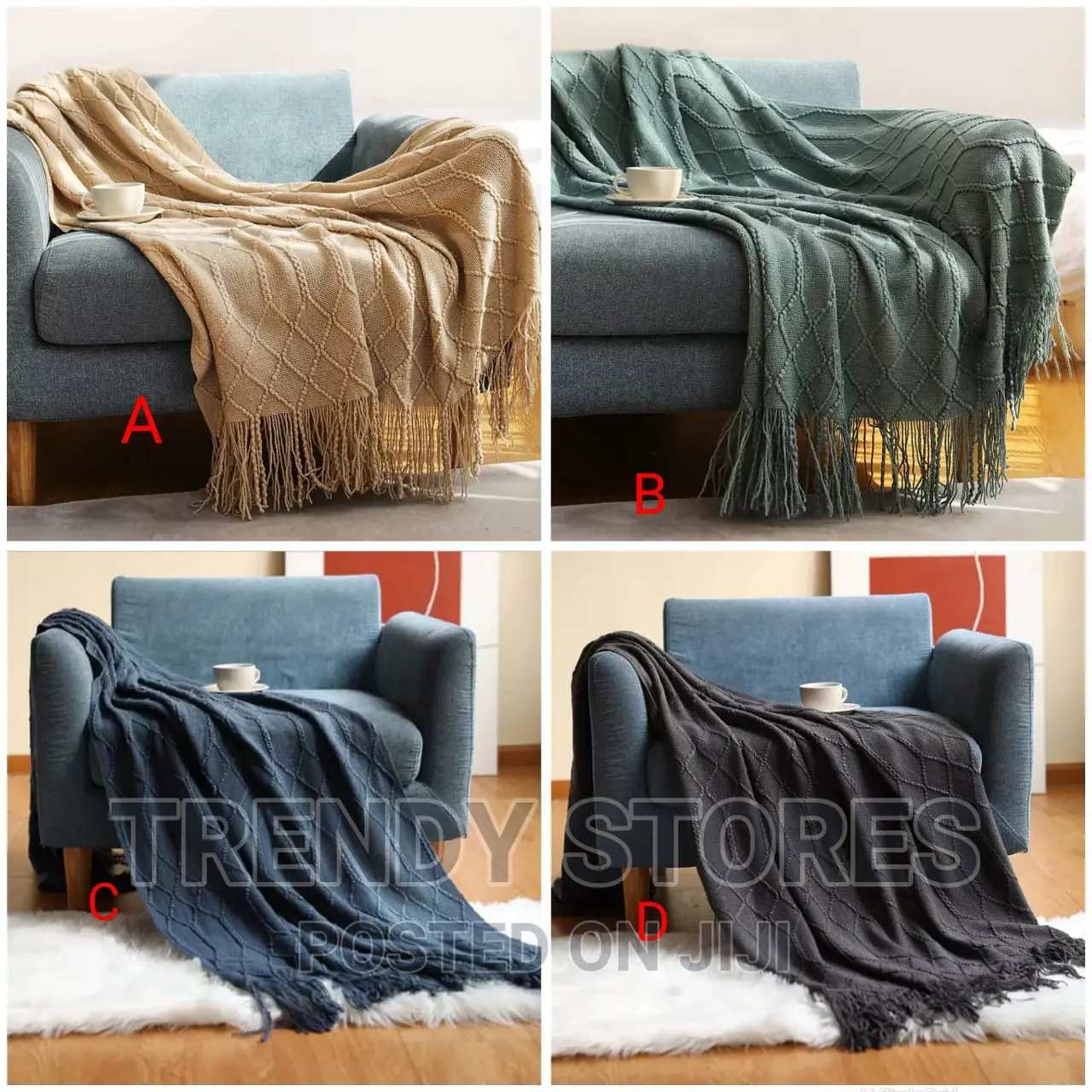 Nordic Plain Knitted Throw Blankets