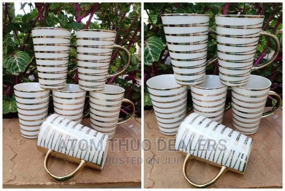 6 PCS Golden Zigzag Ceramic Mug 