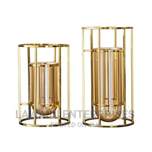 Glass Vase Metal Hollow Frame