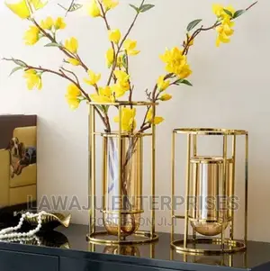 Glass Vase Metal Hollow Frame