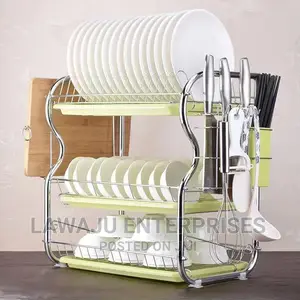 Stainless Steel 3 Layer Dish Drainer Rack With 3 Trays