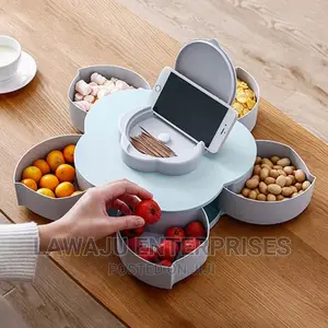 Plum-shaped Rotating Fruit Bowl With Mobile Phone Holder